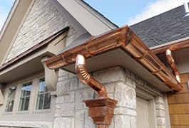 Luxurious copper gutters installed by Middlesex Gutter Supply