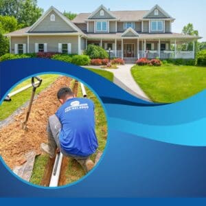 Professional installing underground drain system at Middlesex Gutter Supply