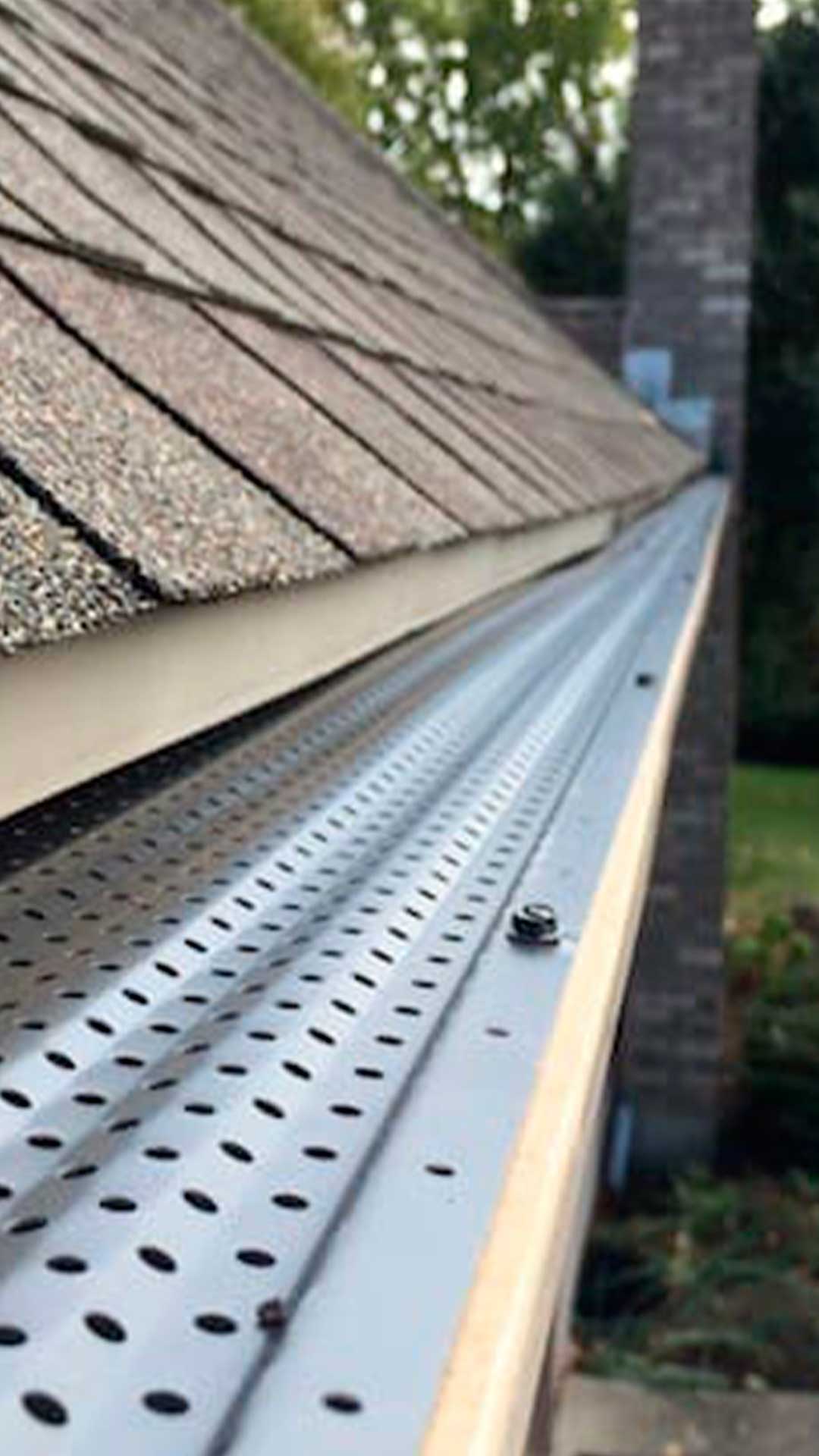 gutter guards Gutter Guards page Close-up of leaf gutter guards installed by Middlesex Gutter Supply in Central New Jersey
